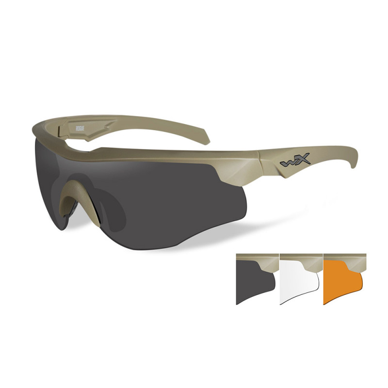Lunettes de protection balistique Rogue Comm tan écrans fumé/incolore/orange Lunettes de protection balistique Rogue Comm tan écrans fumé/incolore/orange