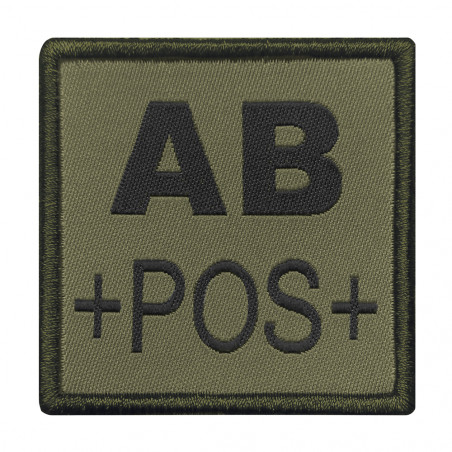 Patch groupe sanguin AB+ brodé vert olive