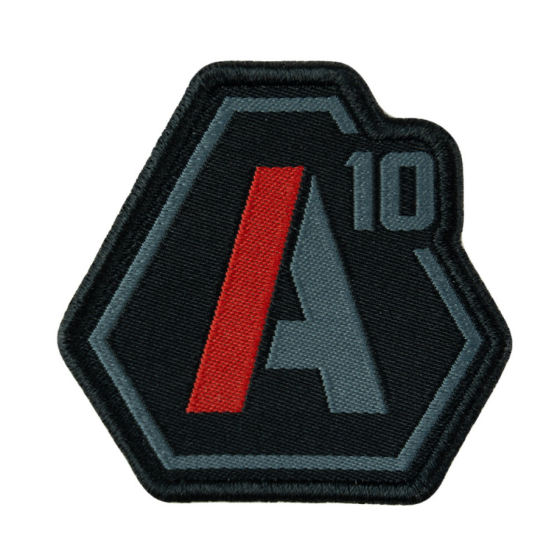 Patch SIGNATURE logo A10 brodé gris béton/rouge 