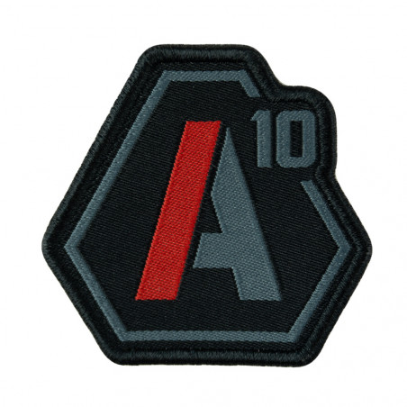 Patch SIGNATURE logo A10 brodé gris béton/rouge 