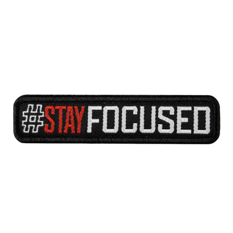Patch SIGNATURE STAY FOCUSED brodé blanc/rouge 