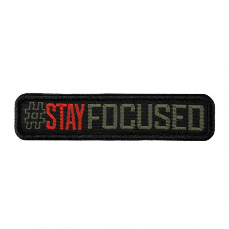 Patch SIGNATURE STAY FOCUSED brodé vert olive/rouge 