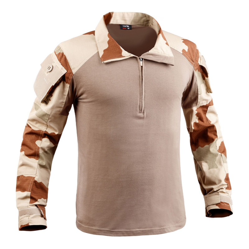 Chemise de combat UBAS Camo FR/Désert – ripstop renforcé, poches bras, réglable