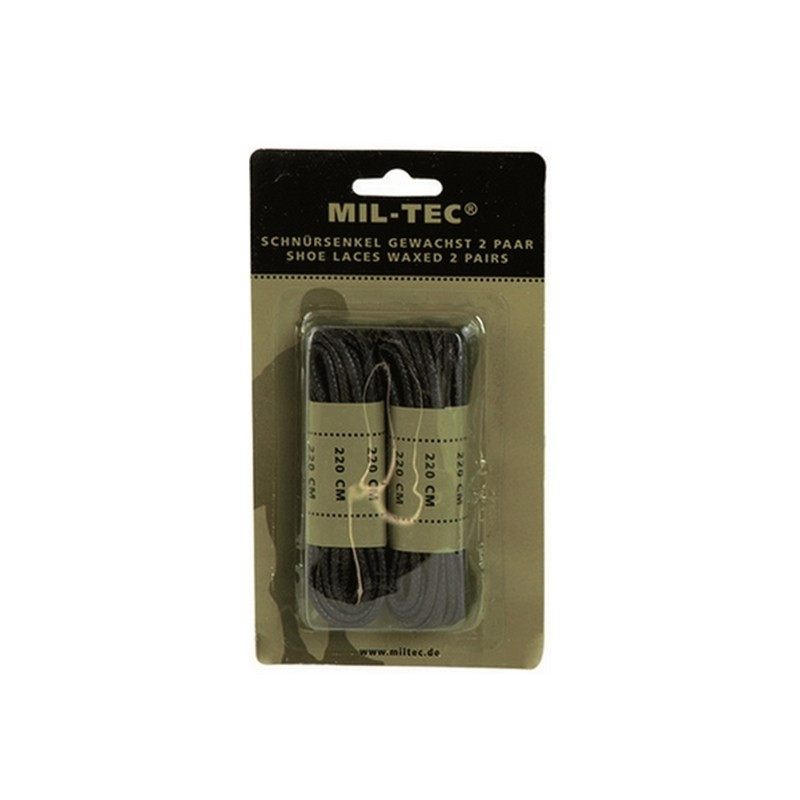 Lacets noirs mesurant 220 cm ciré Miltec