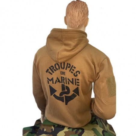 Sweat-shirt avec capuche et zip coyote TROUPES DE MARINE