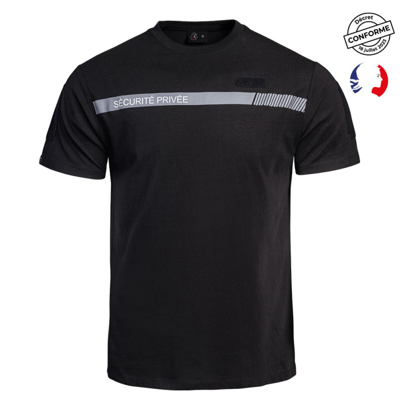 T-shirt SÉCU-ONE Sécurité Privée – noir rétro-réfléchissant coton