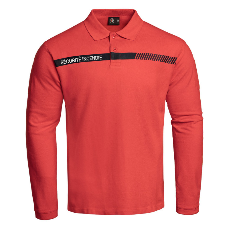 Polo SÉCU-ONE manches longues Sécurité Incendie rouge – confort professionnel Polo SÉCU-ONE manches longues Sécurité Incendie rouge – confort professionnel