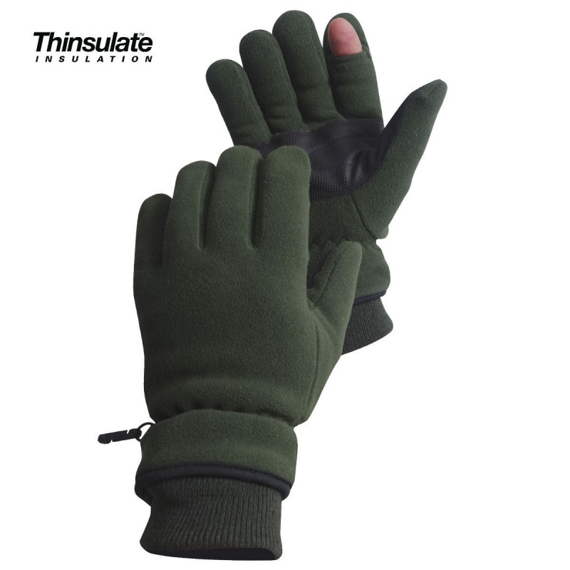 Gants polaires doigt tireur Thinsulate vert armée Gants polaires doigt tireur Thinsulate vert armée