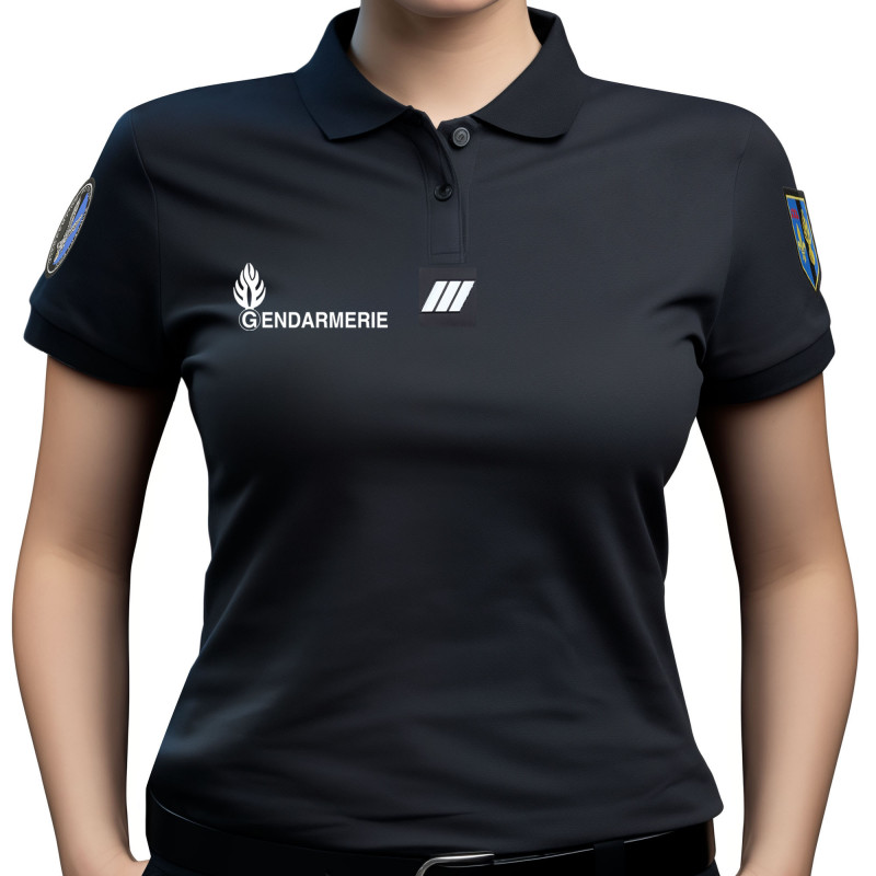 Polo Gendarmerie noir pour femme manches courtes Polo Gendarmerie noir pour femme manches courtes