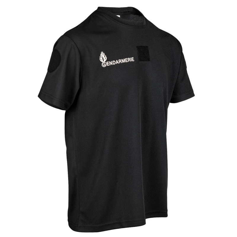 TEE SHIRT GENDARMERIE NOIR COOLDRY ANTI HUMIDITE MAILLE PIQUEE