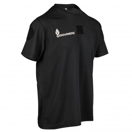 TEE SHIRT GENDARMERIE NOIR COOLDRY ANTI HUMIDITE MAILLE PIQUEE