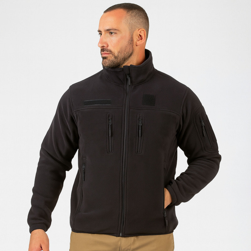 Blouson polaire noir fitté